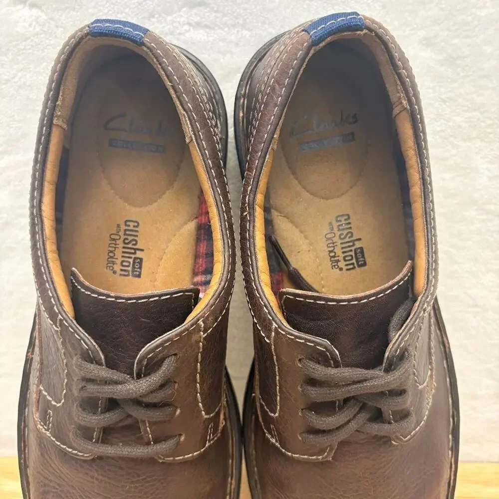 Clarks Dress Shoes Kyros Oxford Brown Leather Lace Up Chukka Shoe Men’s Size 11M